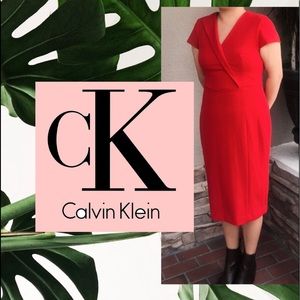 Calvin Klein Red Work Midi Dress